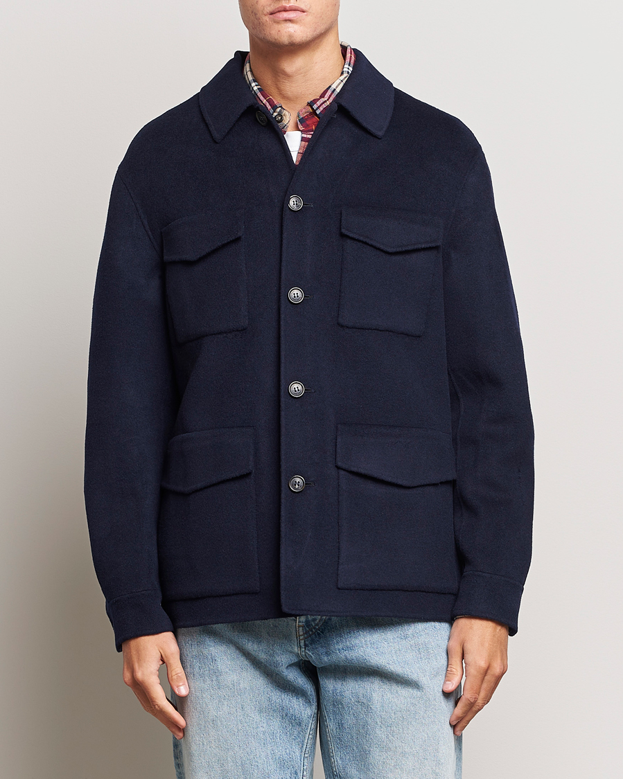 Herre |  | GANT | Wool Pocket Shirt Jacket Evening Blue