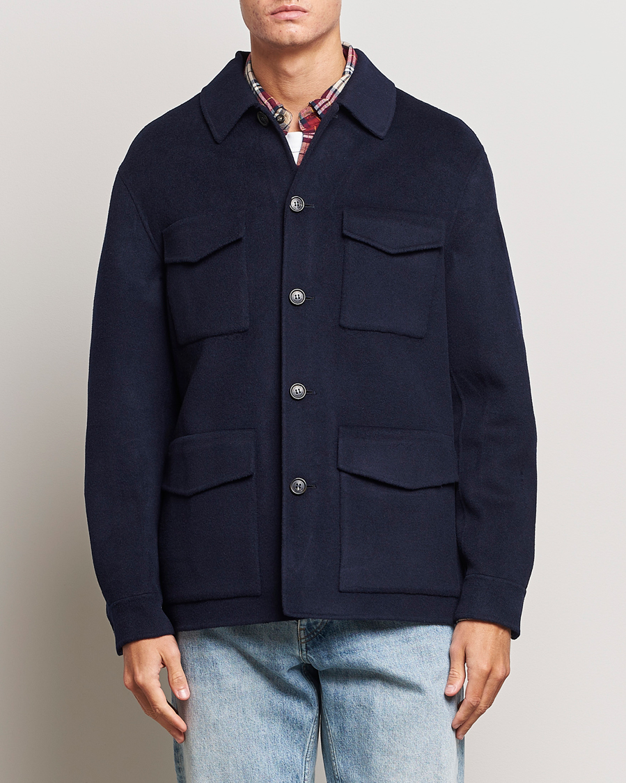 Herre | Jakker | GANT | Wool Pocket Shirt Jacket Evening Blue