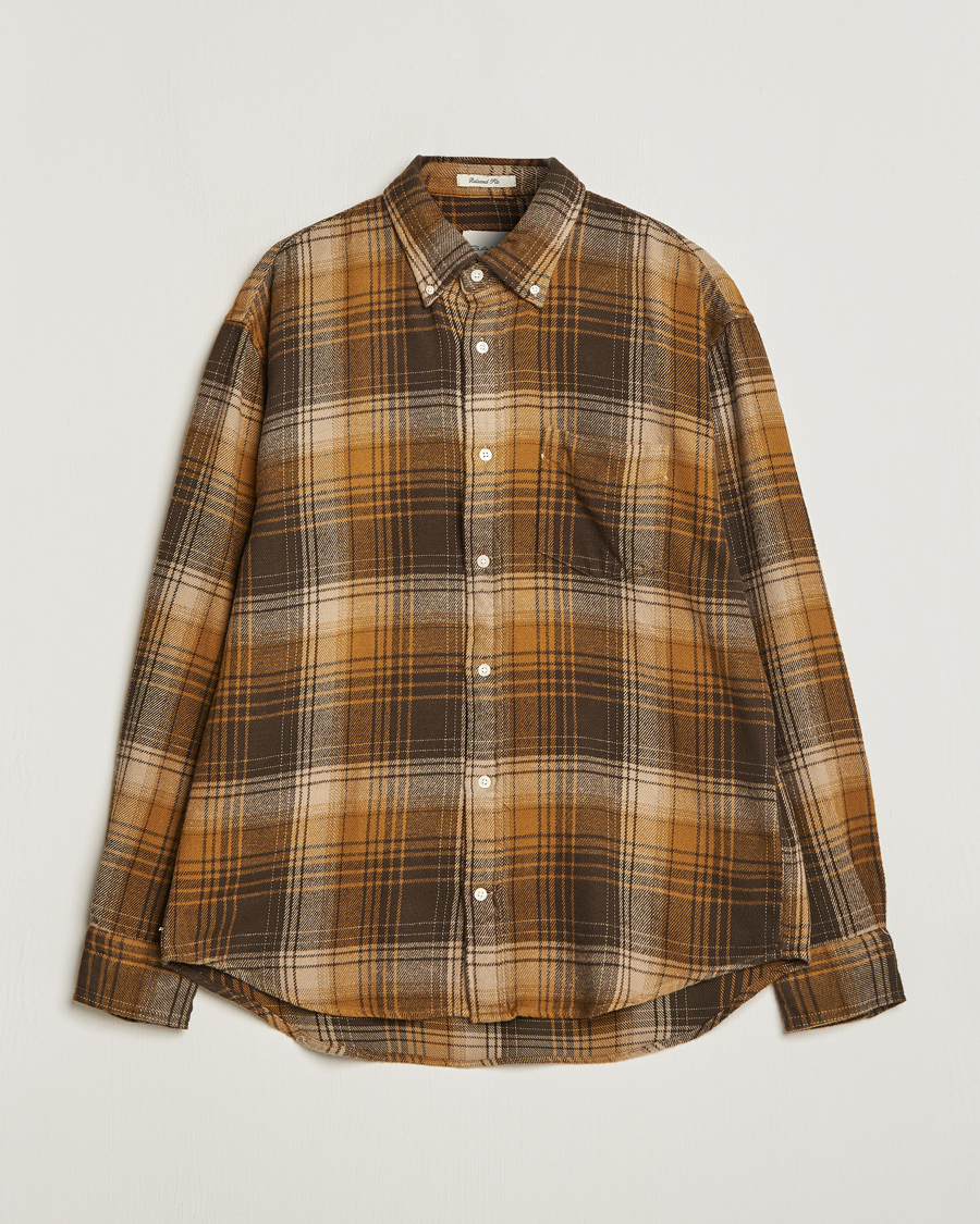 Herre | Skjorter | GANT | Relaxed Fit Heavy Flannel Checked Shirt Woody Brown