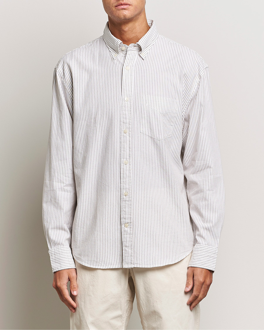Herre | Skjorter | GANT | Regular Fit Archive Oxford Striped Shirt Eggshell
