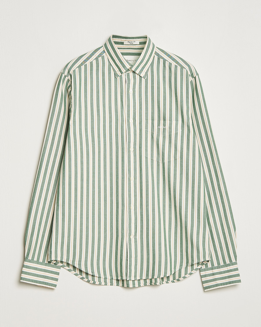 Herre |  | GANT | Regular Fit Archive Oxford Striped Shirt Forest Green