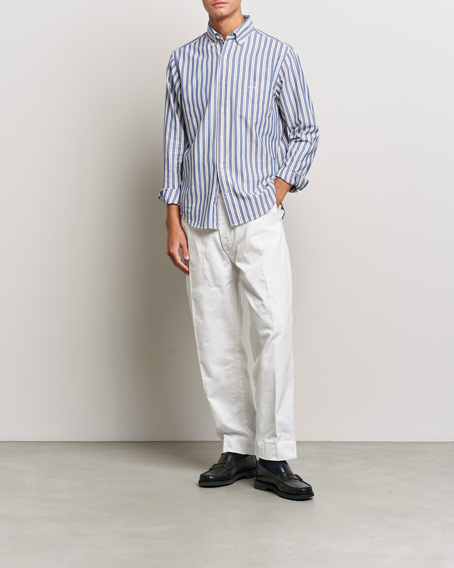 Herre | Skjorter | GANT | Regular Fit Archive Oxford Striped Shirt College Blue