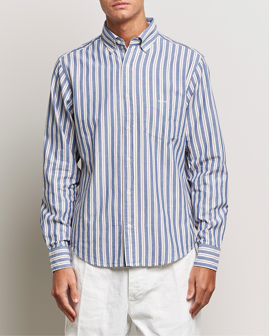 Herre | Skjorter | GANT | Regular Fit Archive Oxford Striped Shirt College Blue