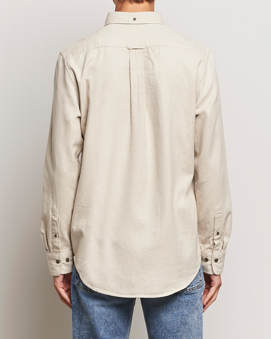 Herre | Skjorter | GANT | Regular Fit Herringbone Flannel Shirt Cold Beige
