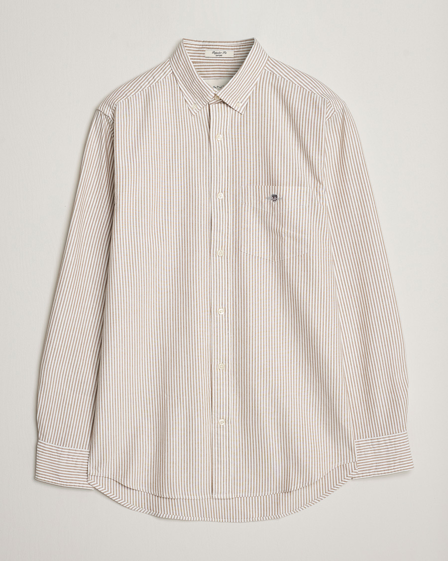 Herre | Skjorter | GANT | Regular Fit Striped Oxford Shirt Woody Brown