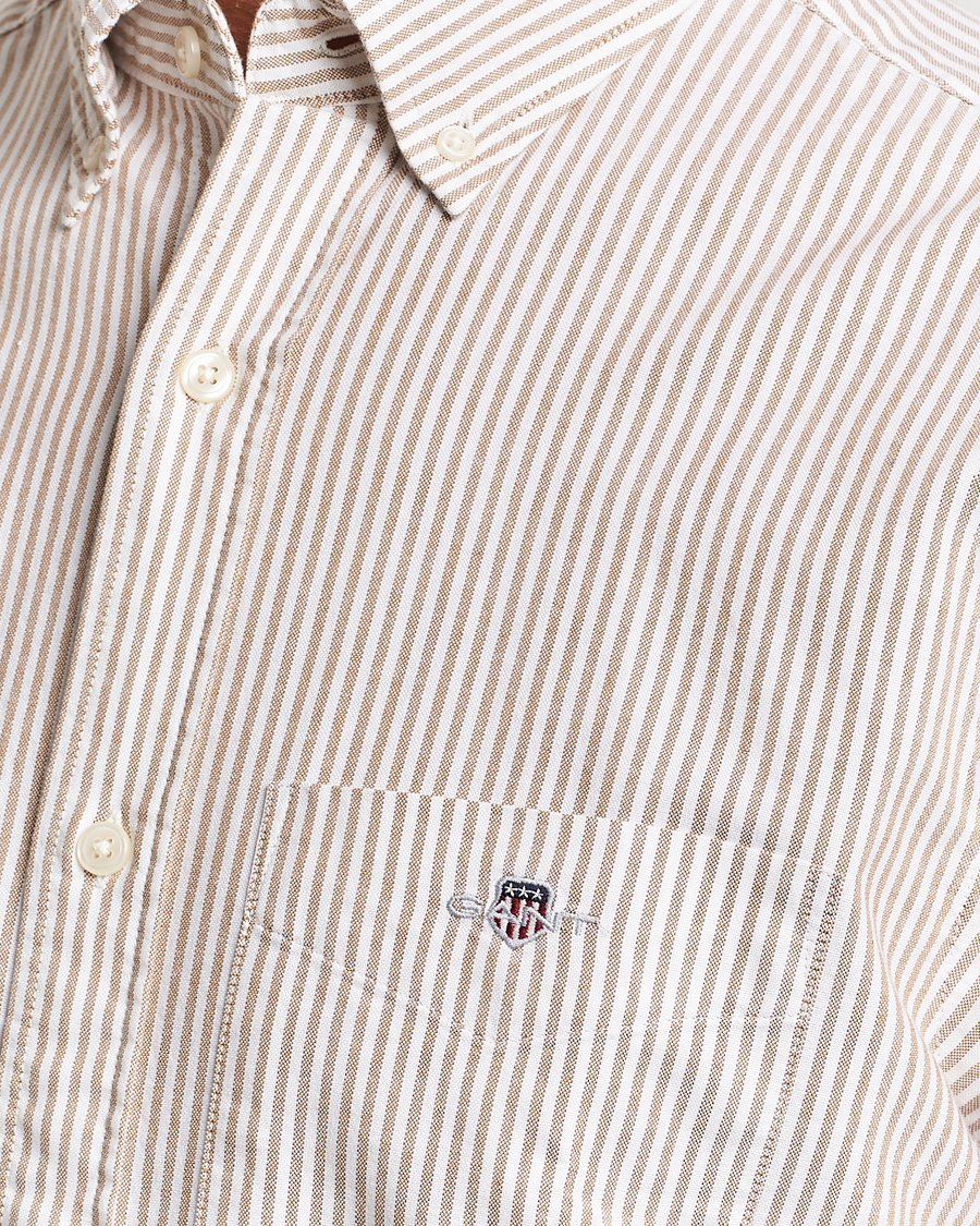 Herre | Skjorter | GANT | Regular Fit Striped Oxford Shirt Woody Brown