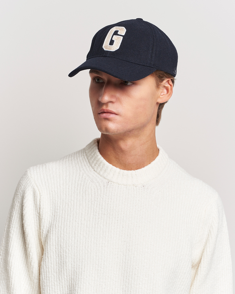 Herre | Caps | GANT | Badge Wool Cap Evening Blue