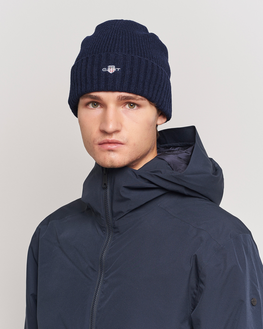 Herre | Tilbehør | GANT | Wool Lined Beanie Marine