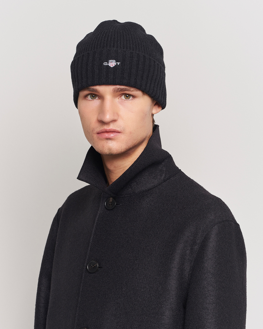 Herre | Tilbehør | GANT | Wool Lined Beanie Black