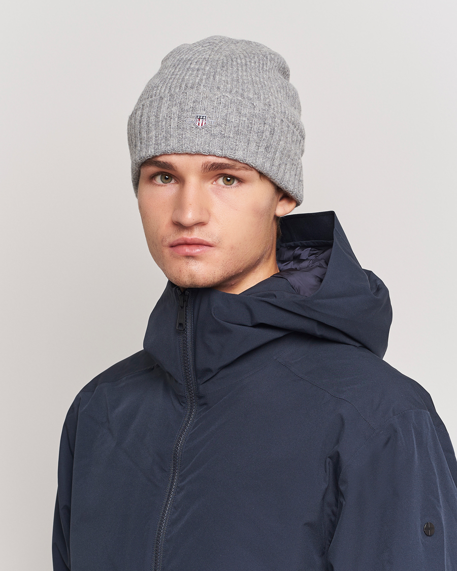 Herre | GANT Wool Lined Beanie Grey Melange | GANT | Wool Lined Beanie Grey Melange