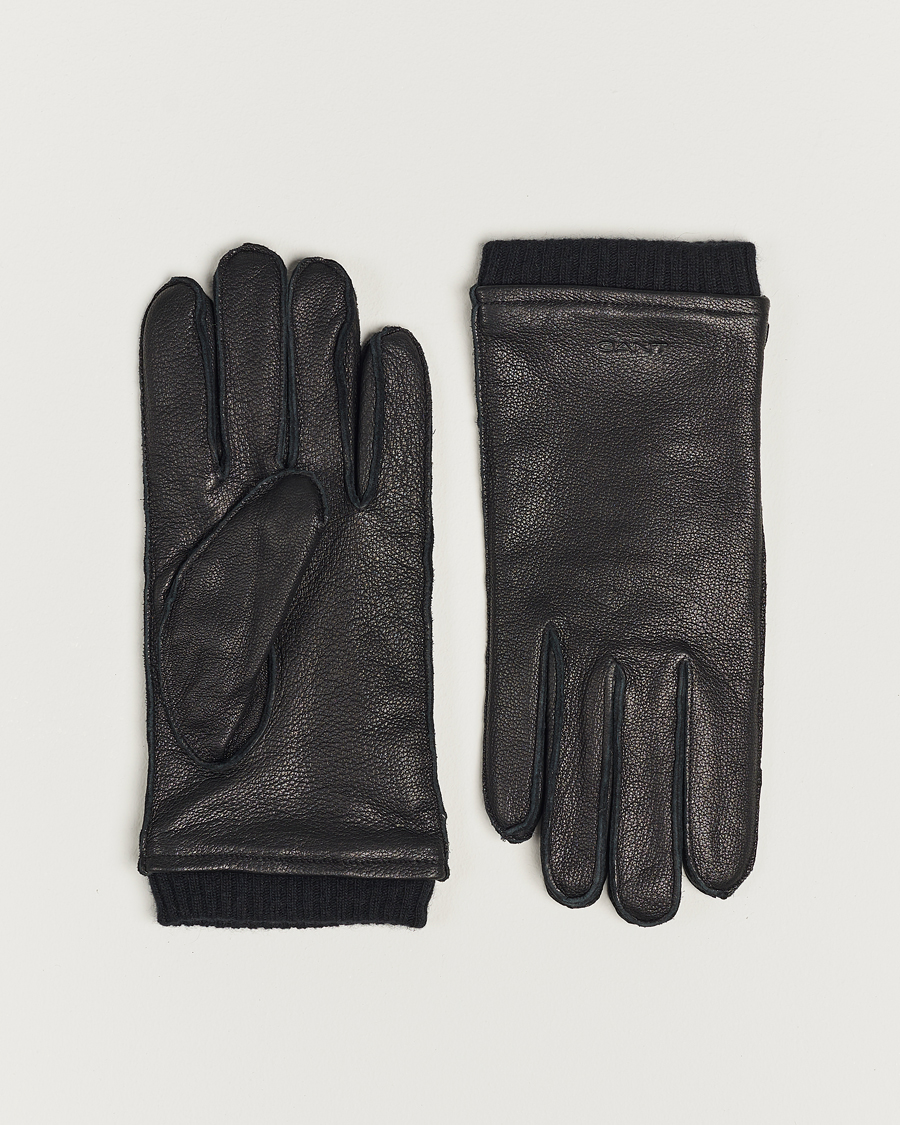 Herre | GANT Wool Lined Leather Gloves Black | GANT | Wool Lined Leather Gloves Black