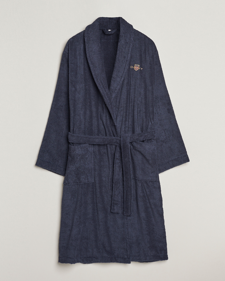 Herre | Pyjamaser og badekåper | GANT | Archive Shield Terry Robe Evening Blue
