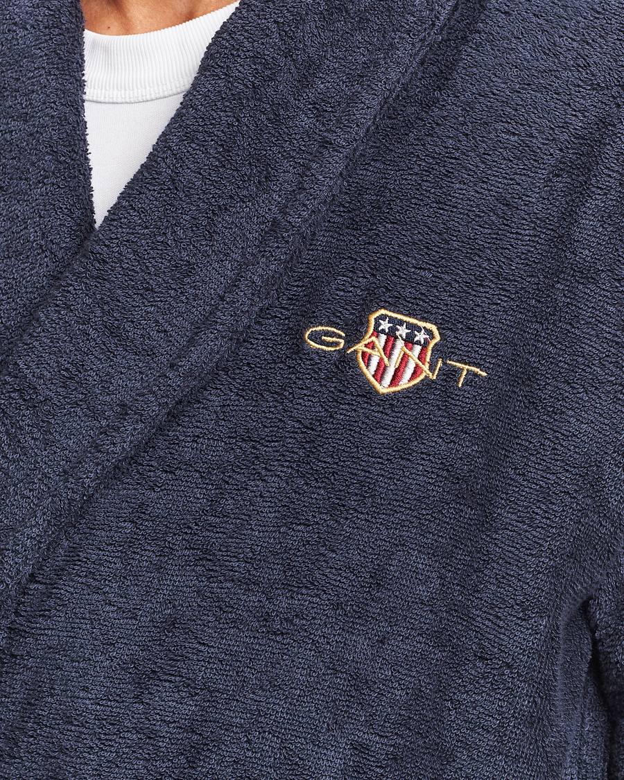 Herre | Pyjamaser og badekåper | GANT | Archive Shield Terry Robe Evening Blue