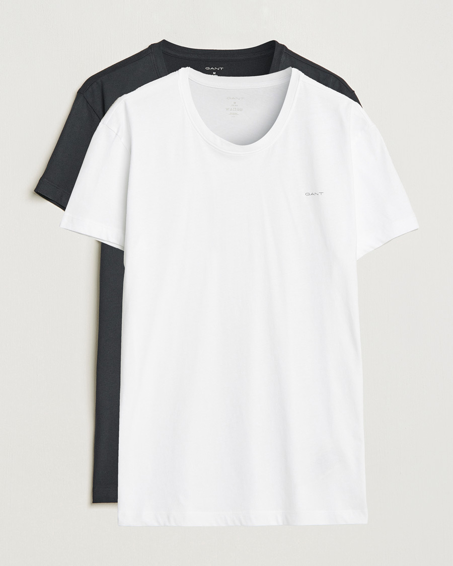 Herre | T-Shirts | GANT | 2-Pack Crew Neck T-Shirt Black/White