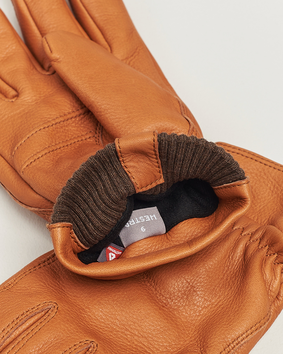 Herre | Assesoarer | Hestra | Kjetil Deerskin Rib Knitted Cuff Glove Cognac