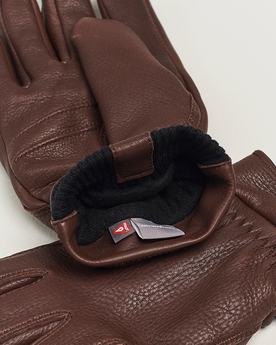 Herre | Hansker | Hestra | Kjetil Deerskin Rib Knitted Cuff Glove Chocolate