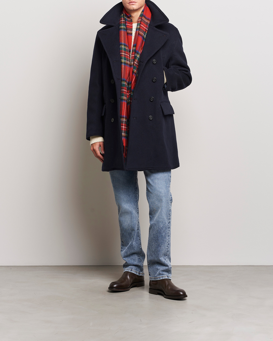 Herre | Jakker | Gloverall | Churchill Long Reefer Peacoat Navy Royal
