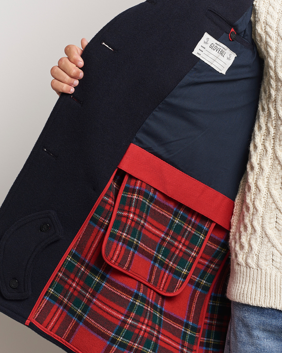 Herre | Jakker | Gloverall | Churchill Long Reefer Peacoat Navy Royal