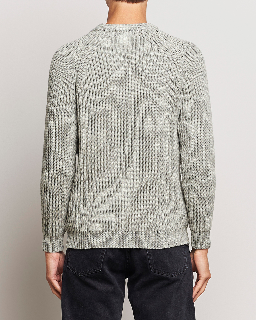 Herre | Gensere | Gloverall | Fisherman Rib Chunky Wool Crew Light Grey