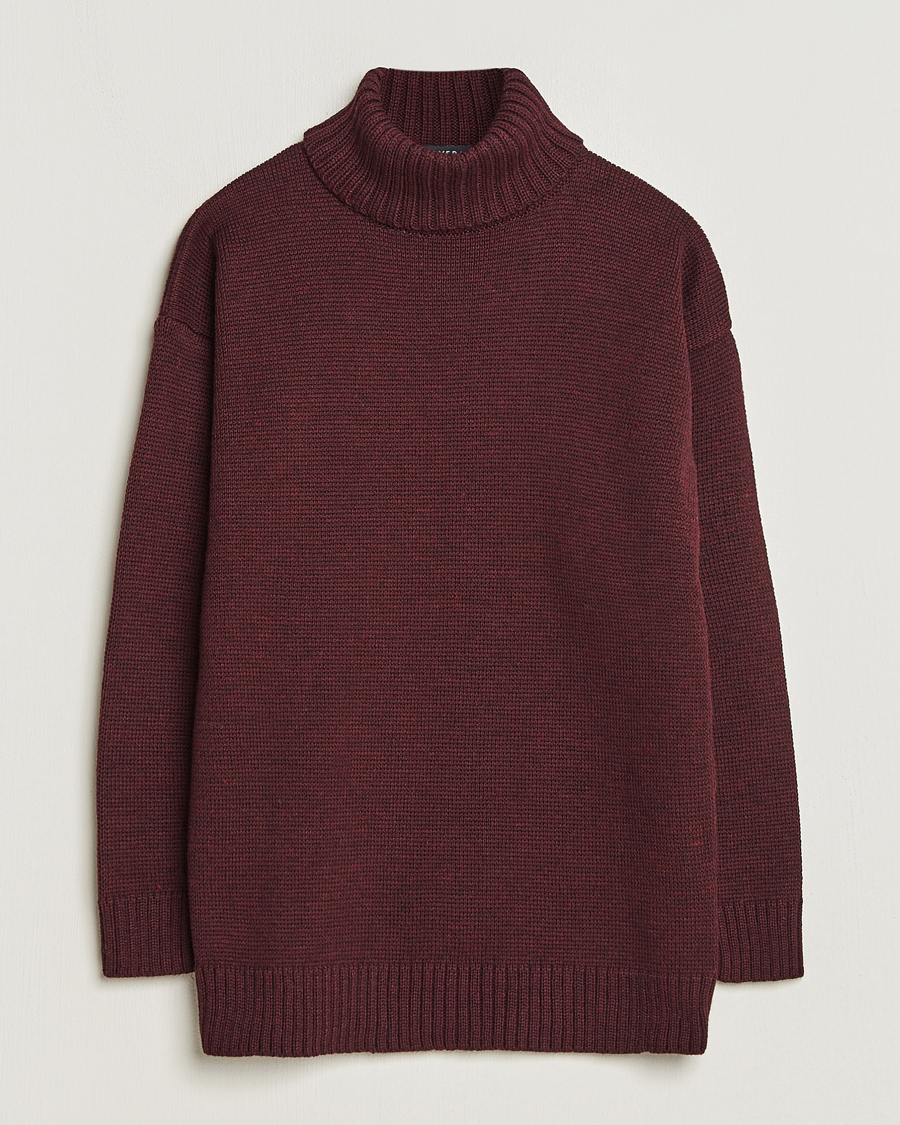 Herre | Gensere | Gloverall | Submariner Chunky Wool Roll Neck Burgundy