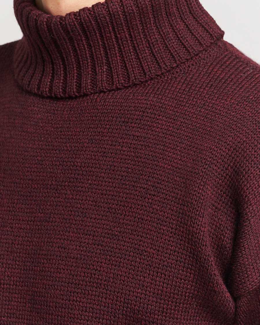 Herre | Gensere | Gloverall | Submariner Chunky Wool Roll Neck Burgundy