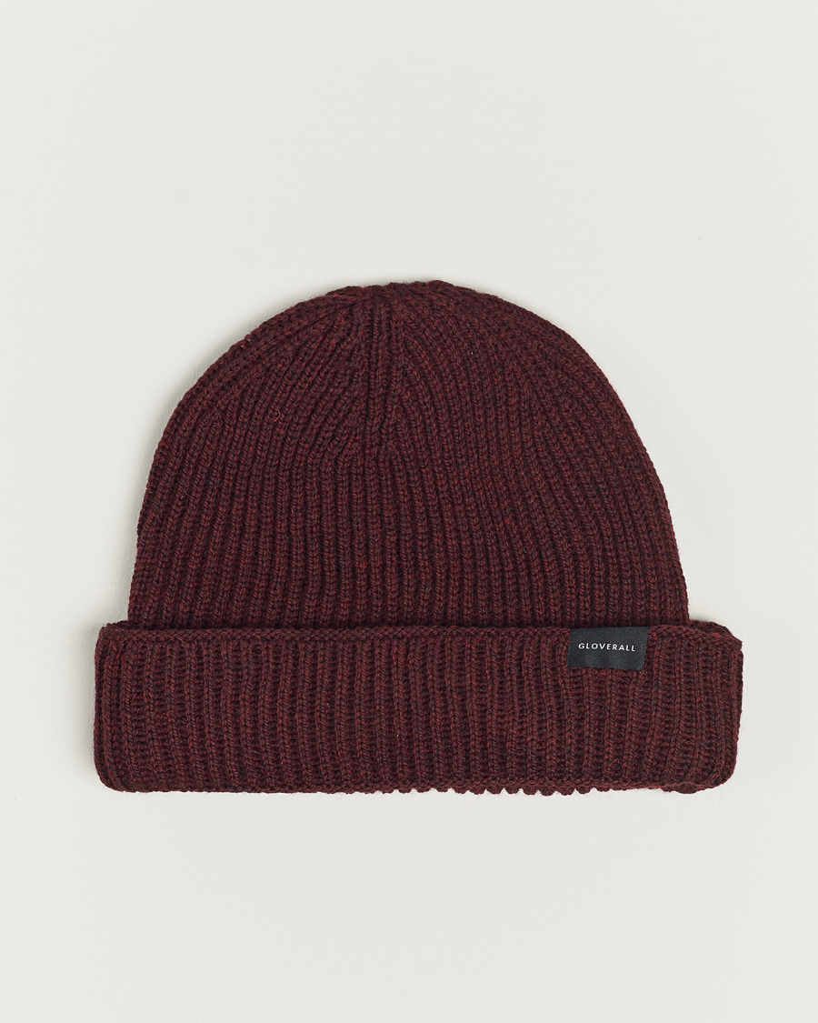 Herre | Gloverall Fisherman Lambswool Beanie Burgundy | Gloverall | Fisherman Lambswool Beanie Burgundy