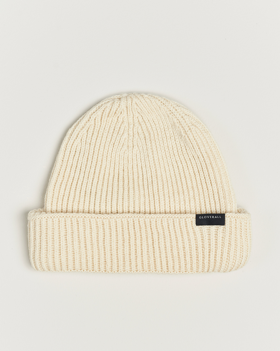 Herre | Gloverall Fisherman Lambswool Beanie Ecru | Gloverall | Fisherman Lambswool Beanie Ecru