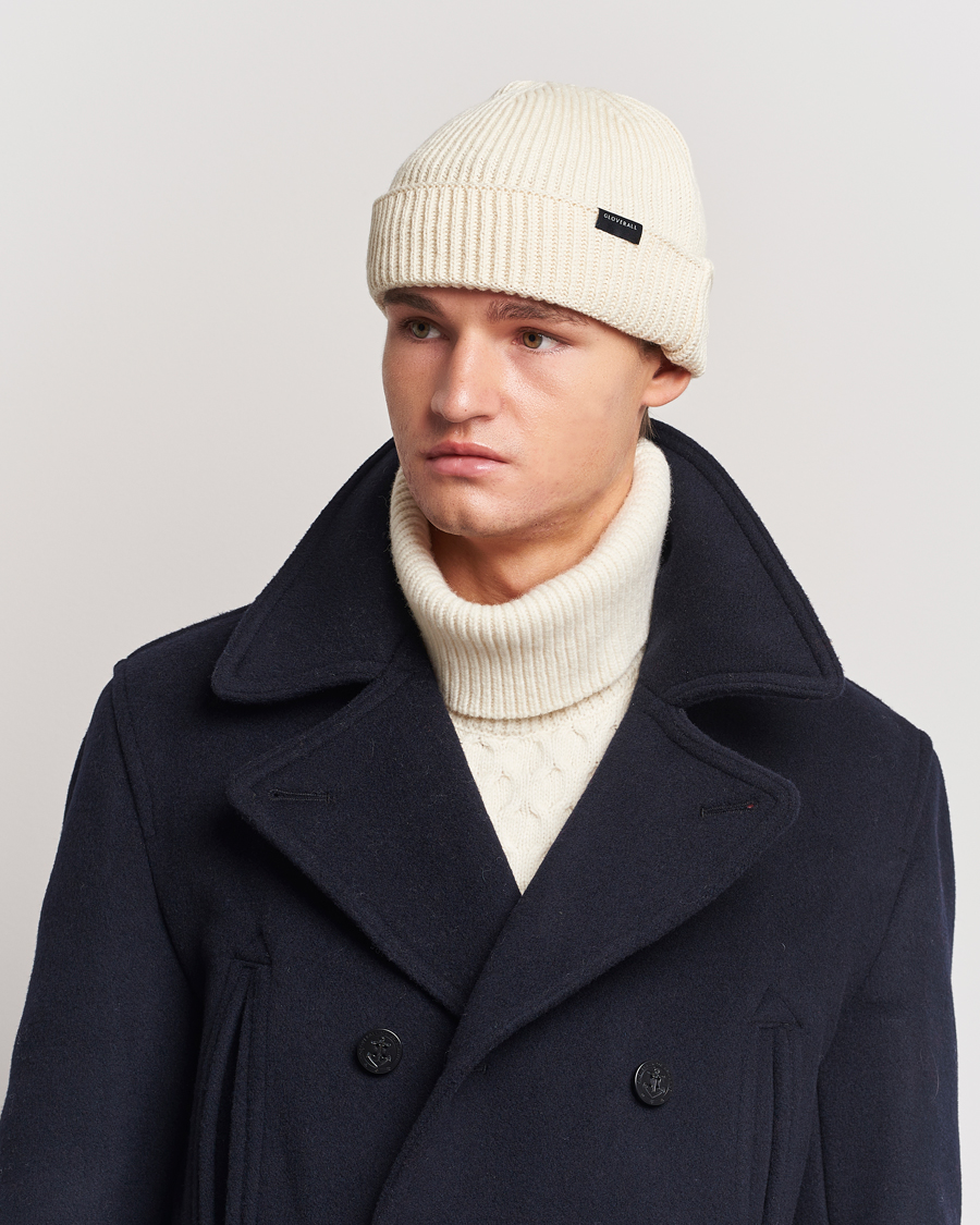 Herre | Gloverall Fisherman Lambswool Beanie Ecru | Gloverall | Fisherman Lambswool Beanie Ecru
