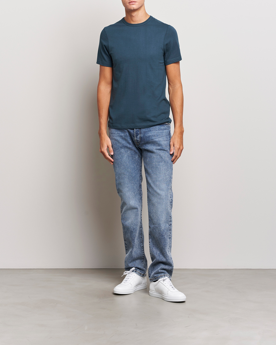 Herre | T-Shirts | Merz b. Schwanen | 1950s Classic Loopwheeled T-Shirt Mineral Blue