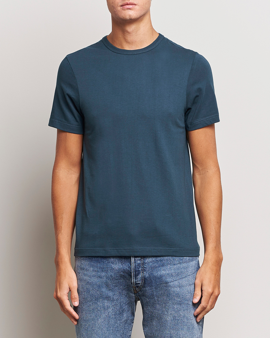 Herre | T-Shirts | Merz b. Schwanen | 1950s Classic Loopwheeled T-Shirt Mineral Blue