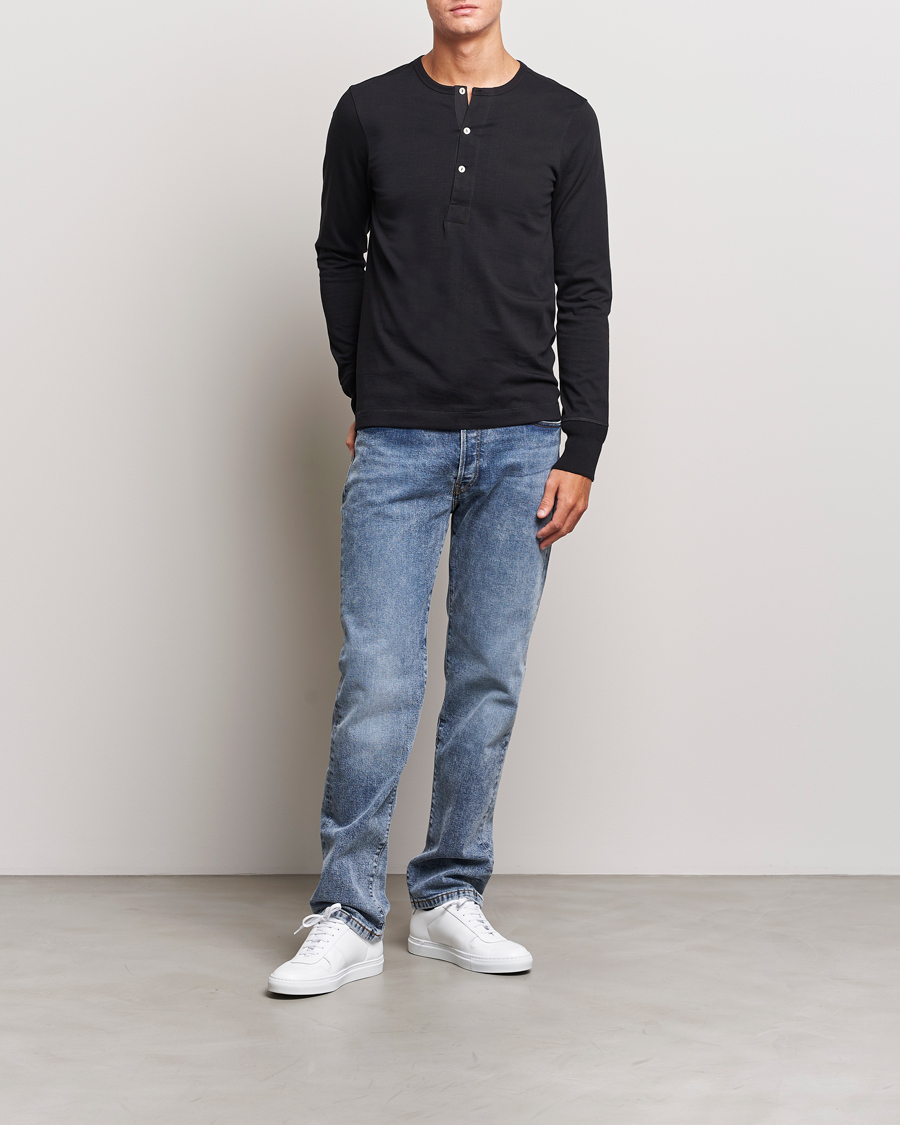 Herre | Gensere | Merz b. Schwanen | Classic Organic Cotton Henley Sweater Black