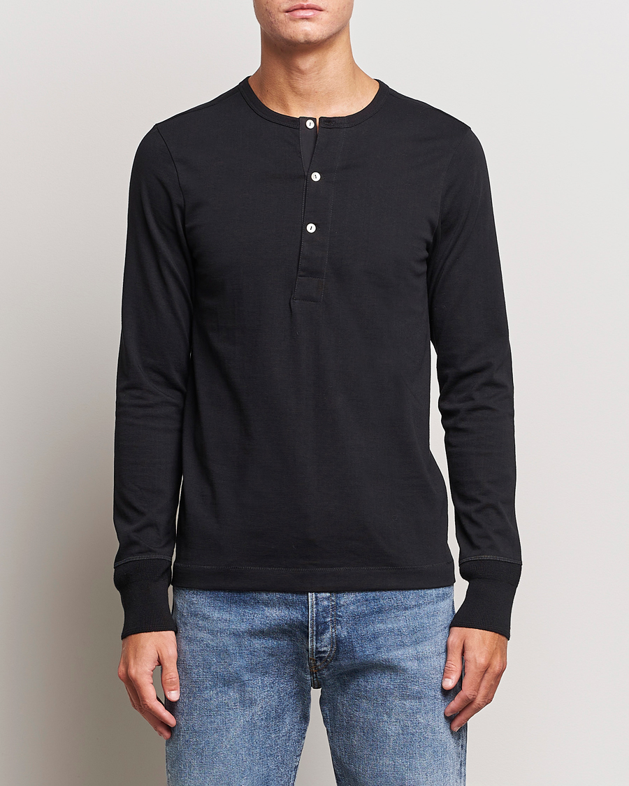 Herre | Gensere | Merz b. Schwanen | Classic Organic Cotton Henley Sweater Black