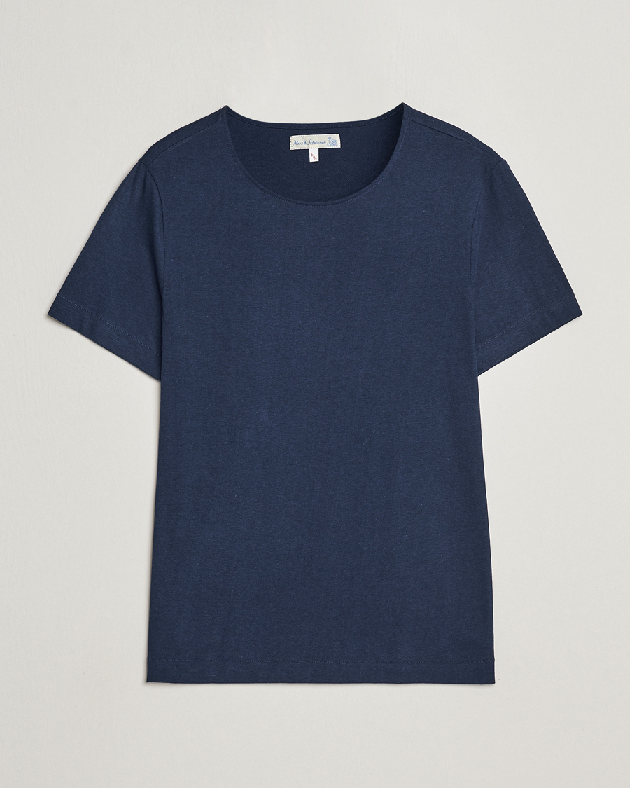 Herre | T-Shirts | Merz b. Schwanen | 1920s Loopwheeled T-shirt Ink Blue