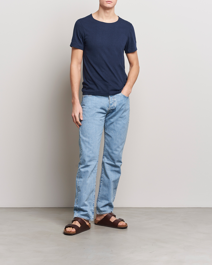 Herre | T-Shirts | Merz b. Schwanen | 1920s Loopwheeled T-shirt Ink Blue