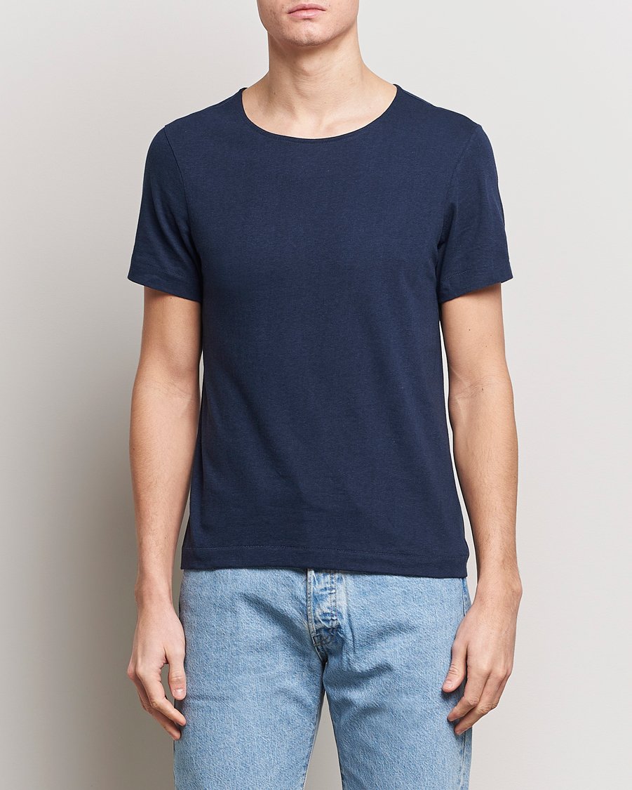 Herre | Kortermede t-shirts | Merz b. Schwanen | 1920s Loopwheeled T-shirt Ink Blue