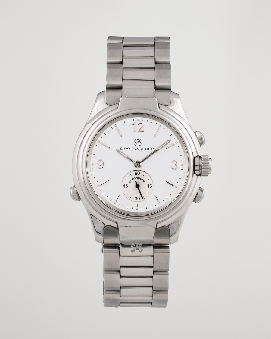 Herre | Sjöö Sandström Pre-Owned Chronolink Worldtimer WT 6202 Steel White | Sjöö Sandström Pre-Owned | Chronolink Worldtimer WT 6202 Steel White