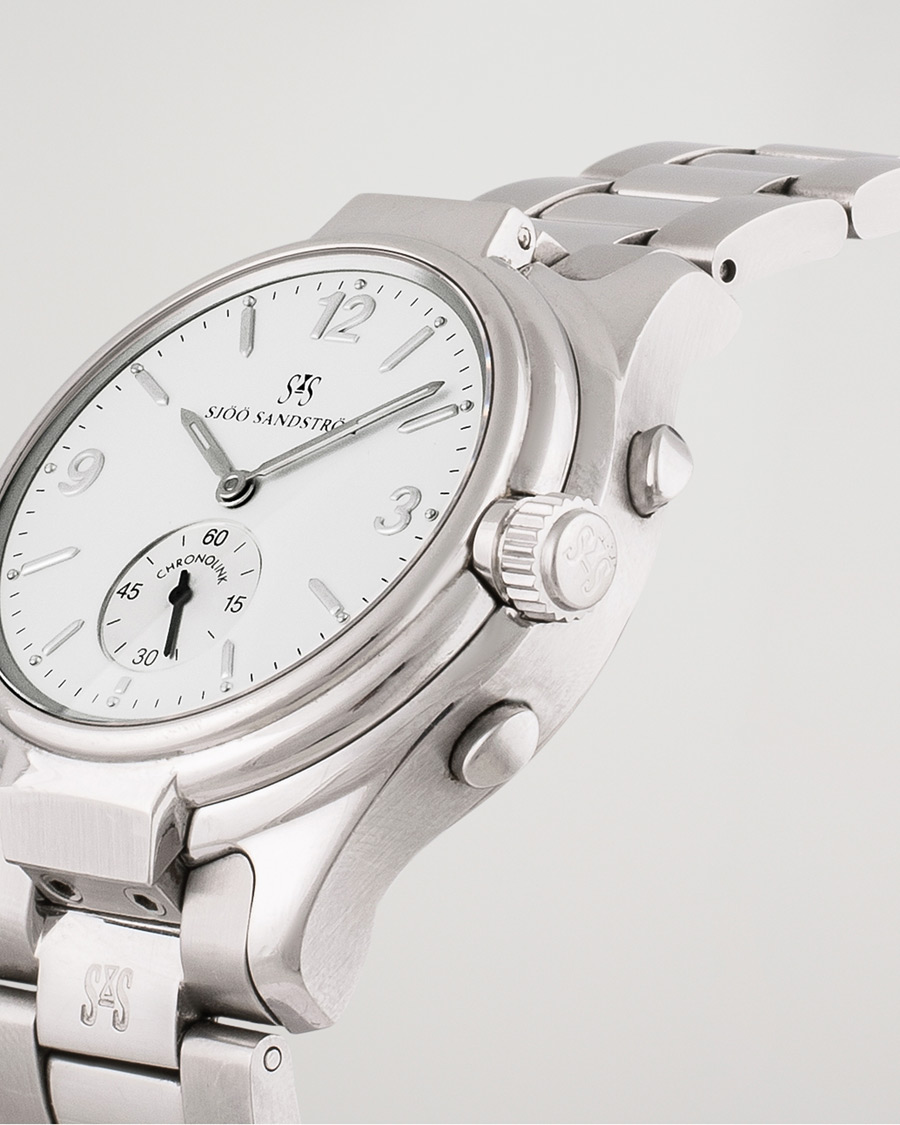 Herre | Sjöö Sandström Pre-Owned Chronolink Worldtimer WT 6202 Steel White | Sjöö Sandström Pre-Owned | Chronolink Worldtimer WT 6202 Steel White