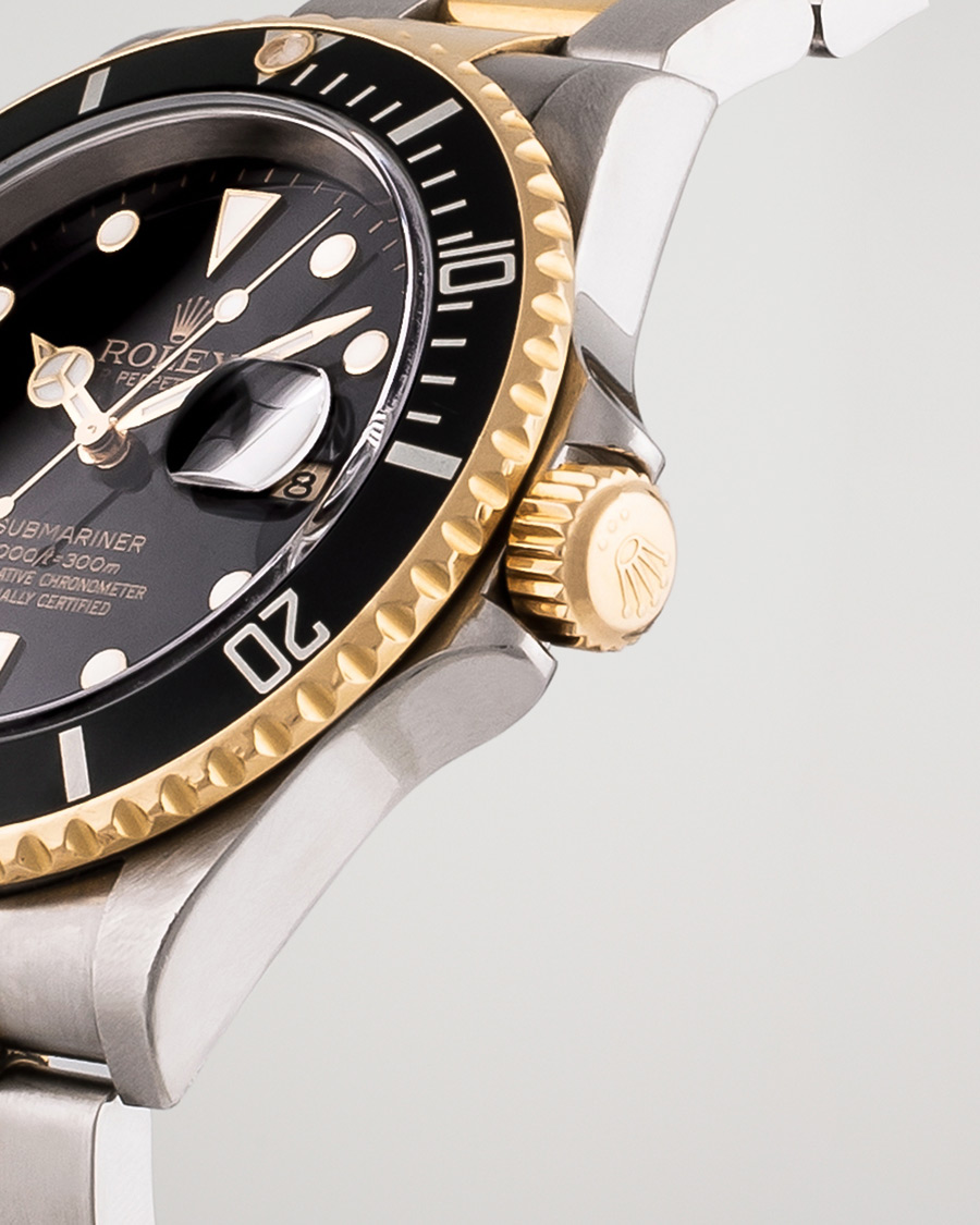 Herre |  | Rolex Pre-Owned | Submariner 16613 Oyster Perpetual Two Tone Black Steel Black