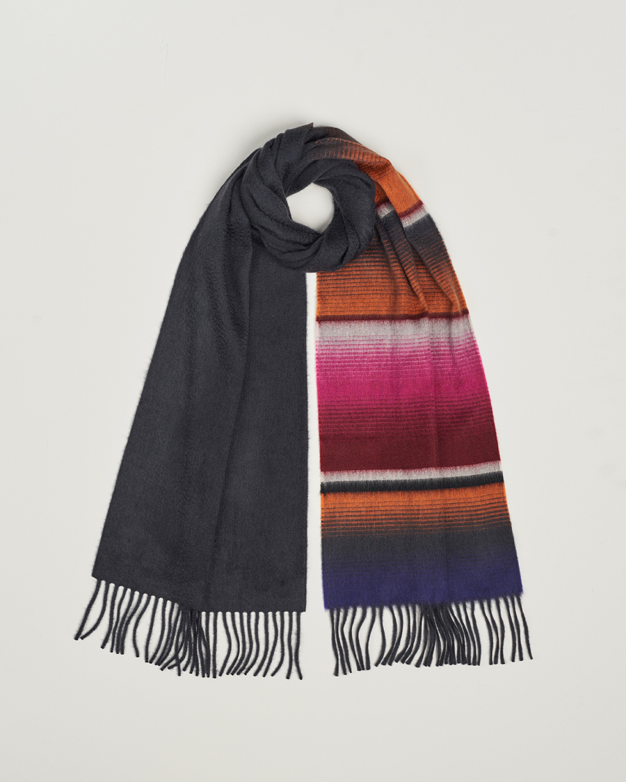 Herre | Begg & Co Solid/Checked Cashmere Scarf 36*183cm Midnight Pink | Begg & Co | Solid/Checked Cashmere Scarf 36*183cm Midnight Pink