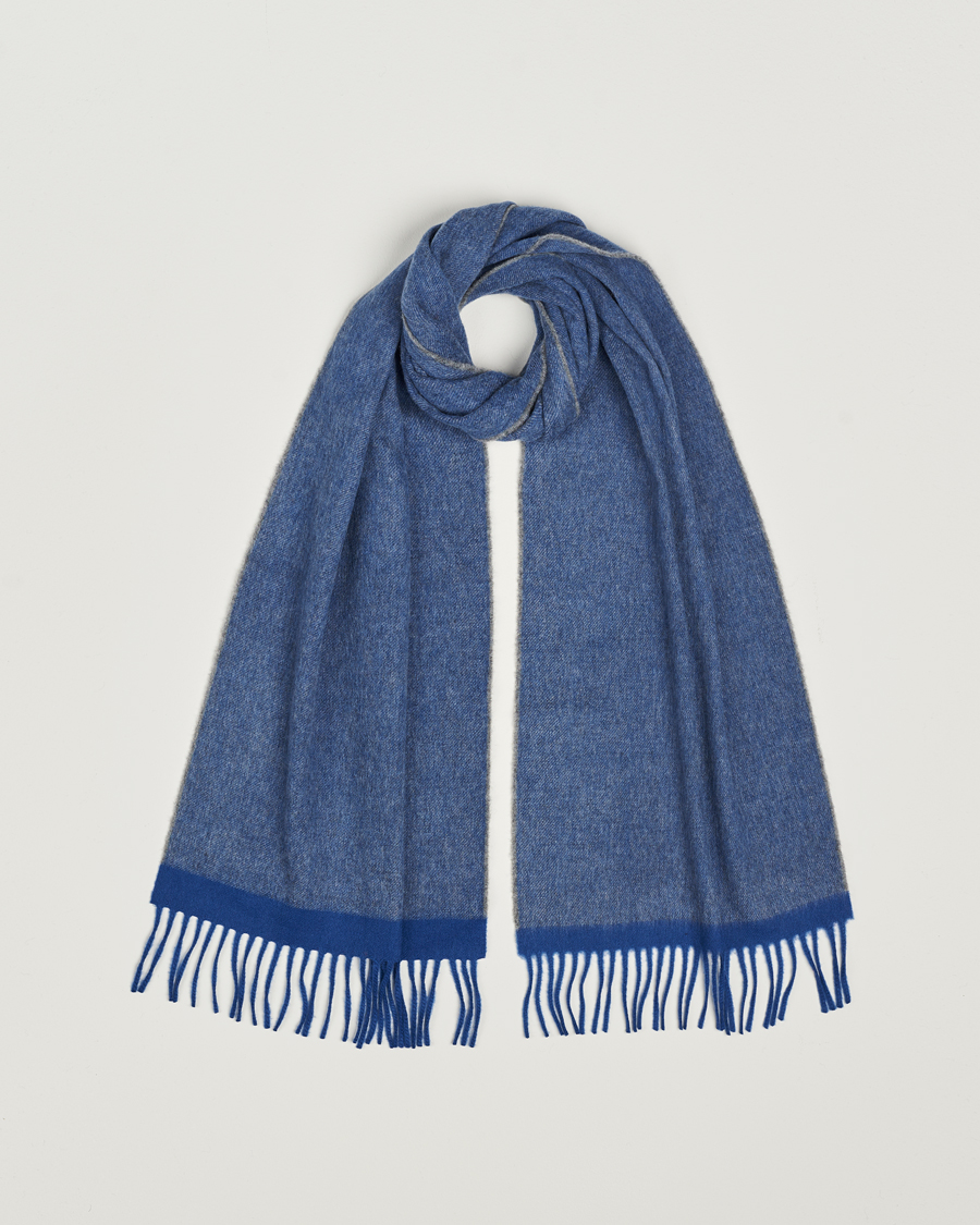 Herre |  | Begg & Co | Solid Board Wool/Cashmere Scarf Blue Grey