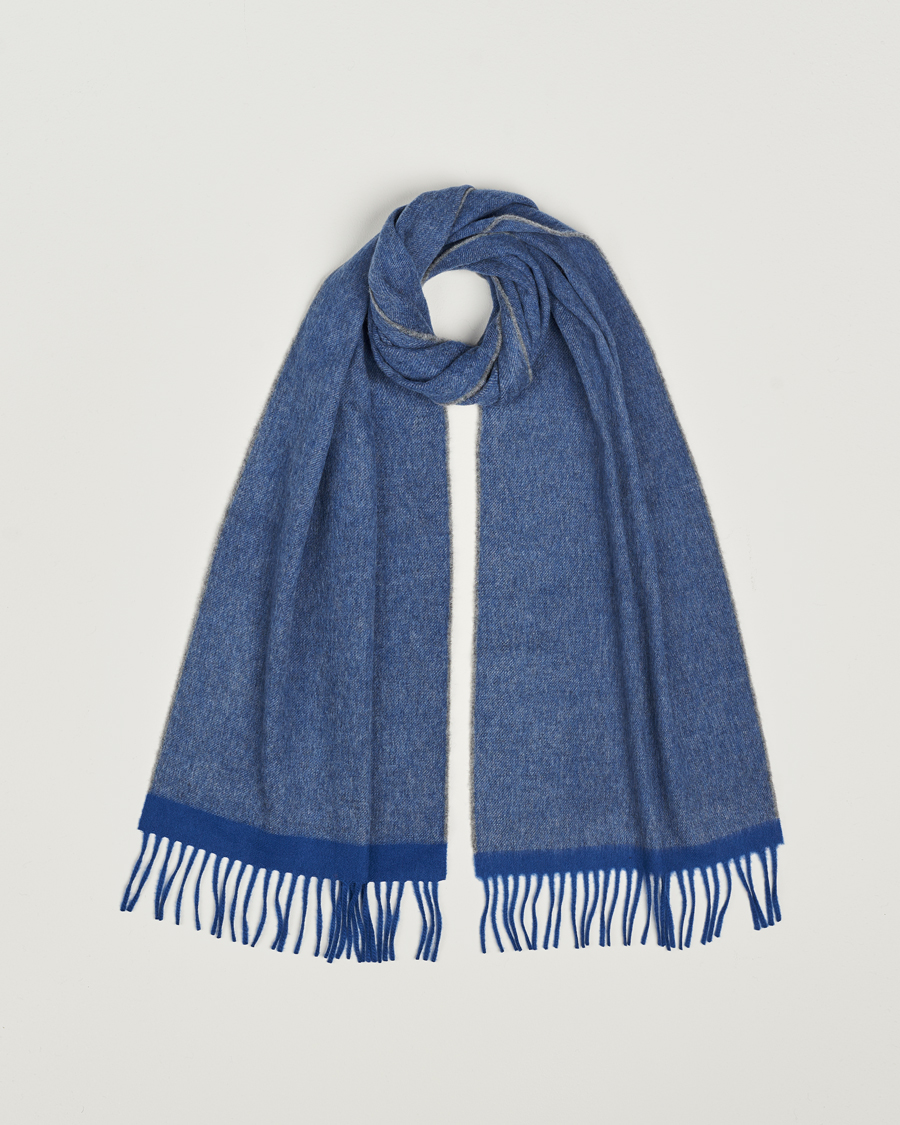 Herre | Begg & Co Solid Board Wool/Cashmere Scarf Blue Grey | Begg & Co | Solid Board Wool/Cashmere Scarf Blue Grey
