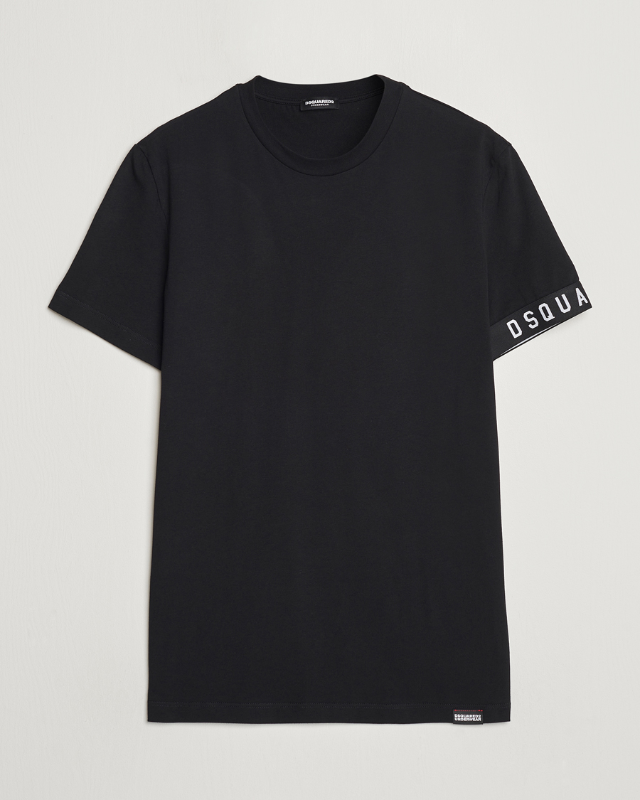 Herre | T-Shirts | Dsquared2 | Taped Logo Crew Neck T-Shirt Black/White