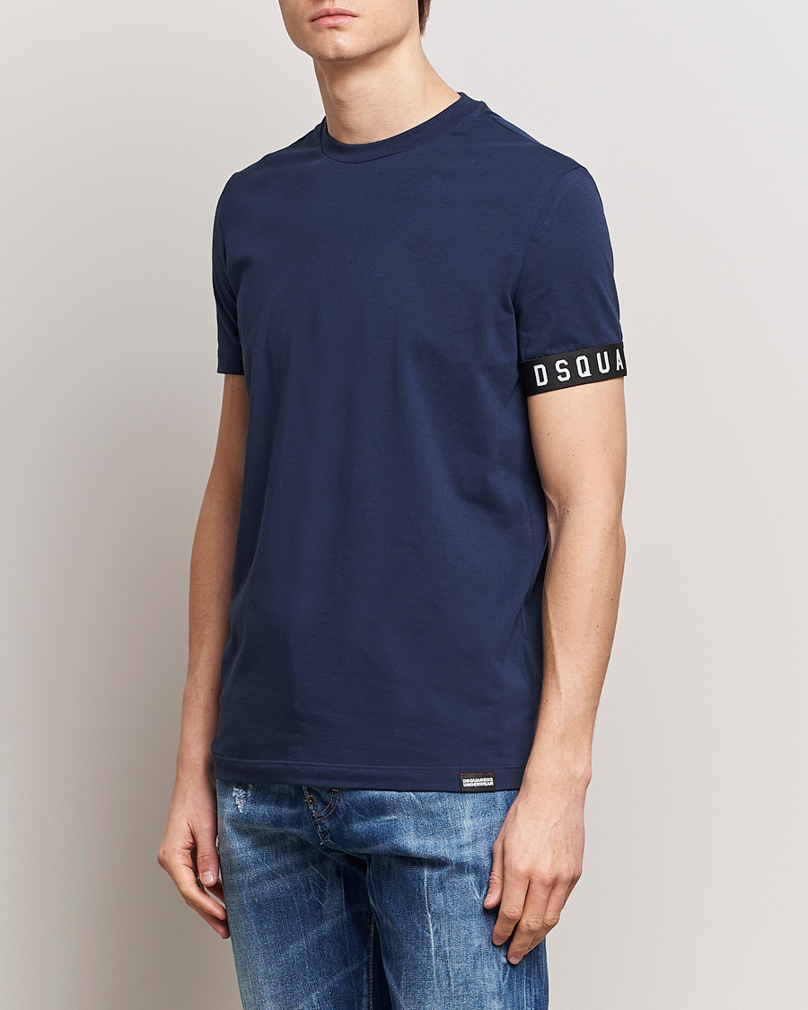 Herre | Kortermede t-shirts | Dsquared2 | Taped Logo Crew Neck T-Shirt Navy/White
