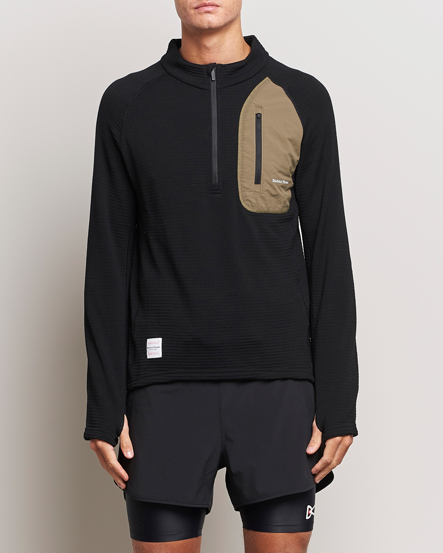 Herre | Klær | District Vision | Half-Zip Merino Grid Fleece Black