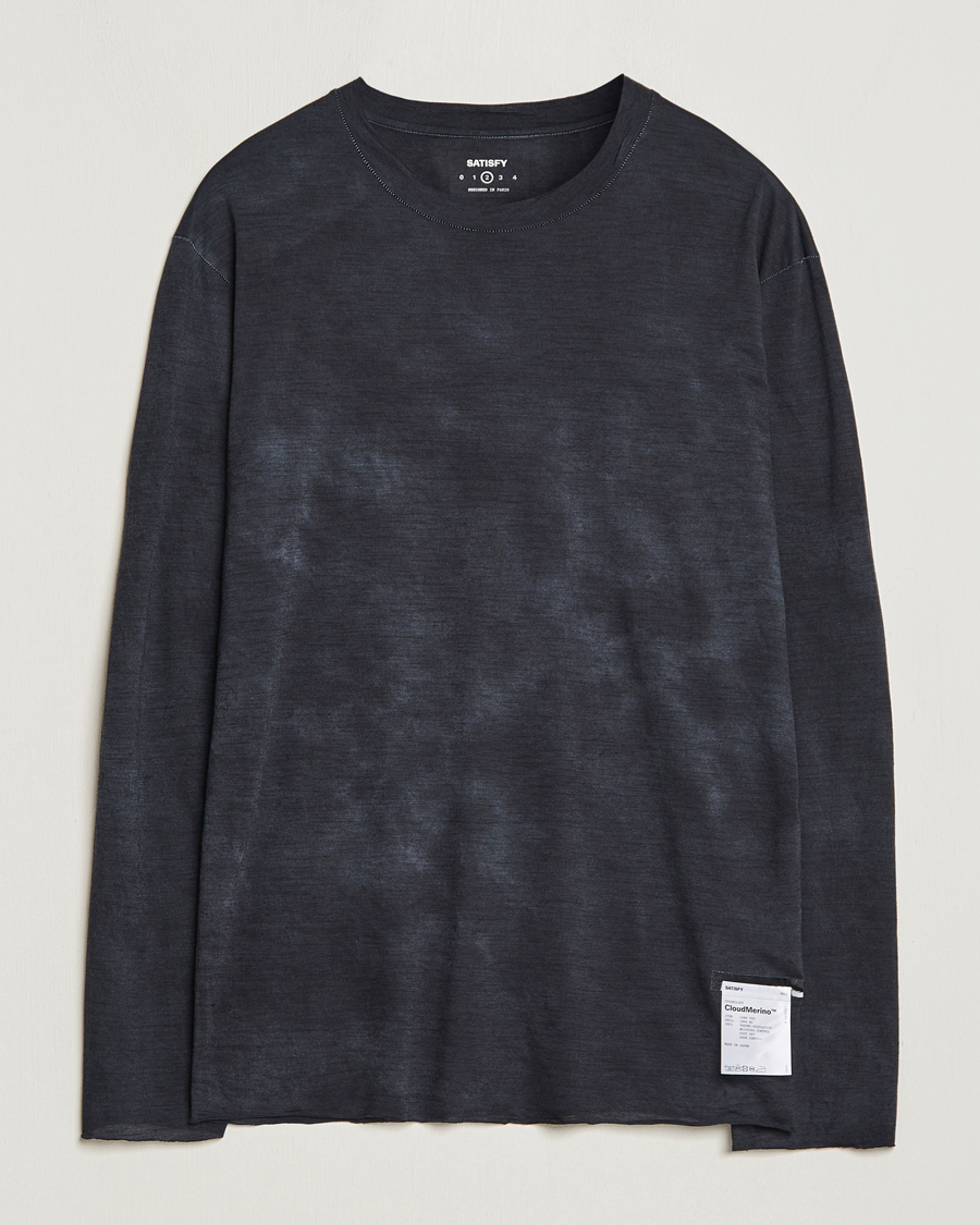 Herre | T-Shirts | Satisfy | CloudMerino Long Sleeve T-Shirt Batik Black