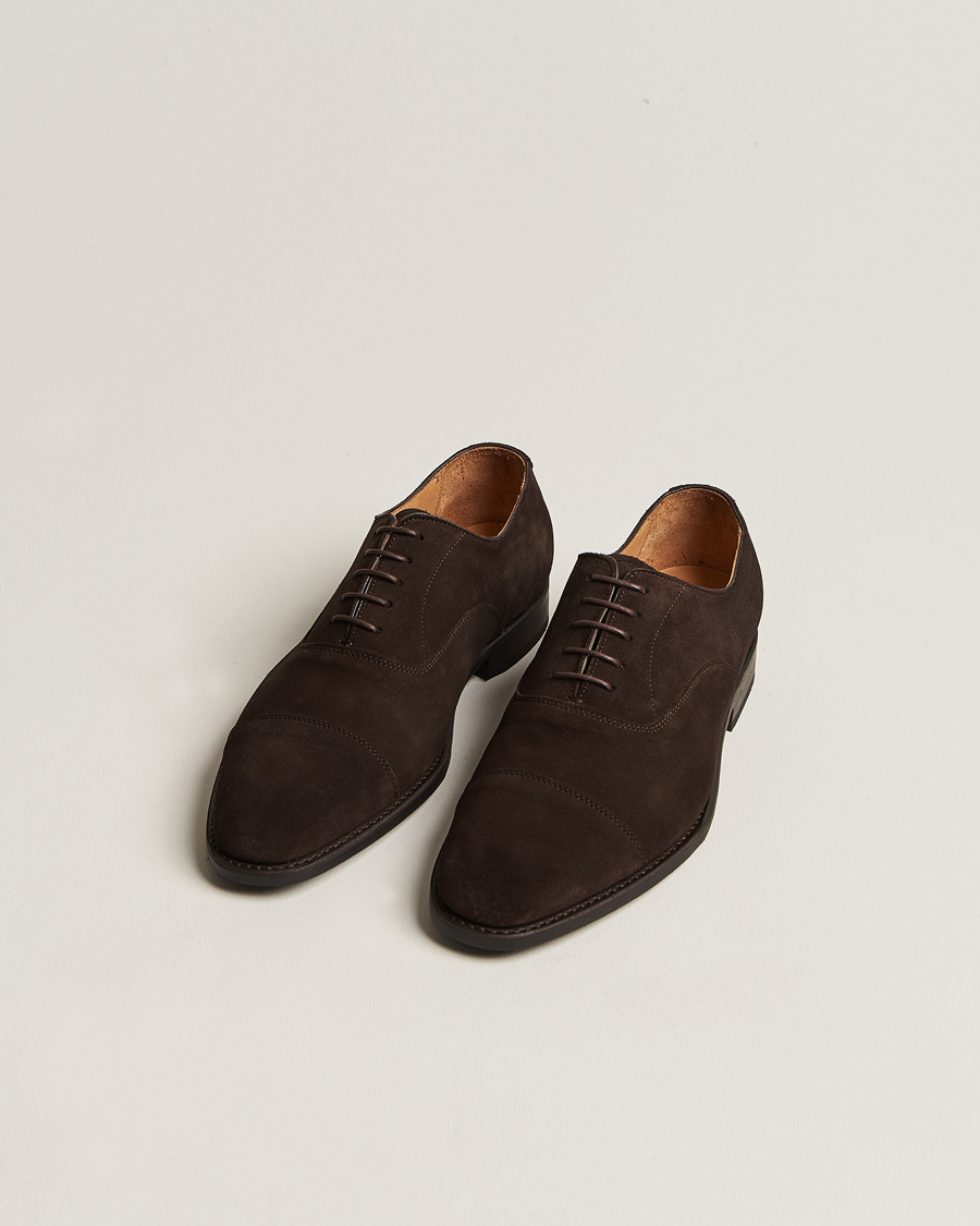 Herre | Håndlagde sko | Myrqvist | Äppelviken Oxford Dark Brown Suede