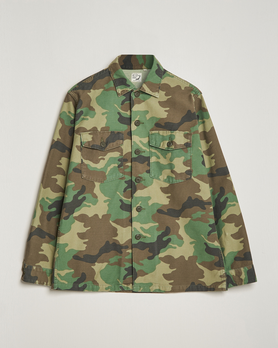 Herre | Skjorter | orSlow | Cotton Sateen US Army Overshirt Woodland Camo