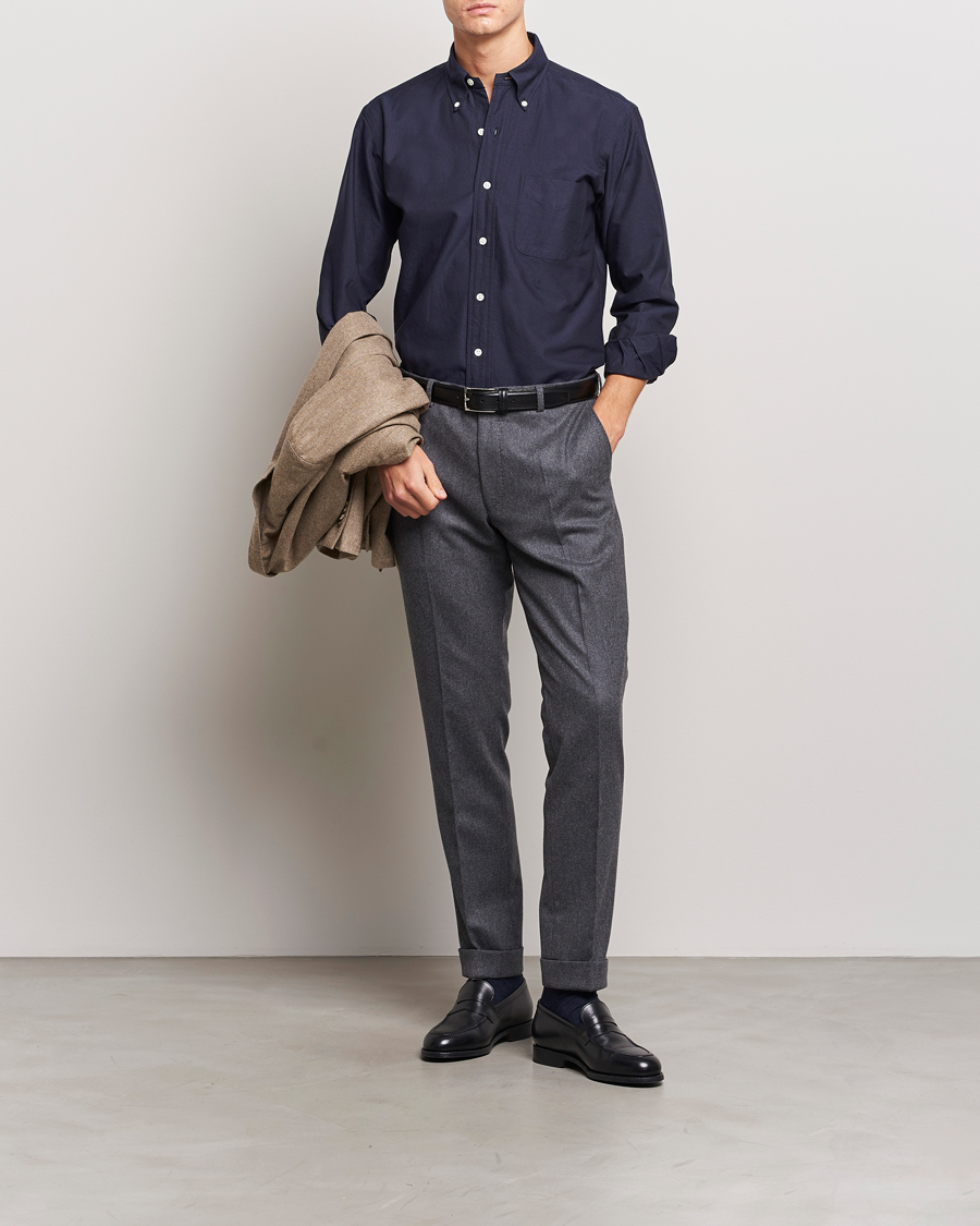 Herre | Skjorter | Kamakura Shirts | Vintage Ivy Oxford Button Down Shirt Navy