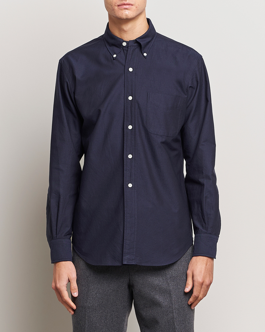 Herre | Skjorter | Kamakura Shirts | Vintage Ivy Oxford Button Down Shirt Navy
