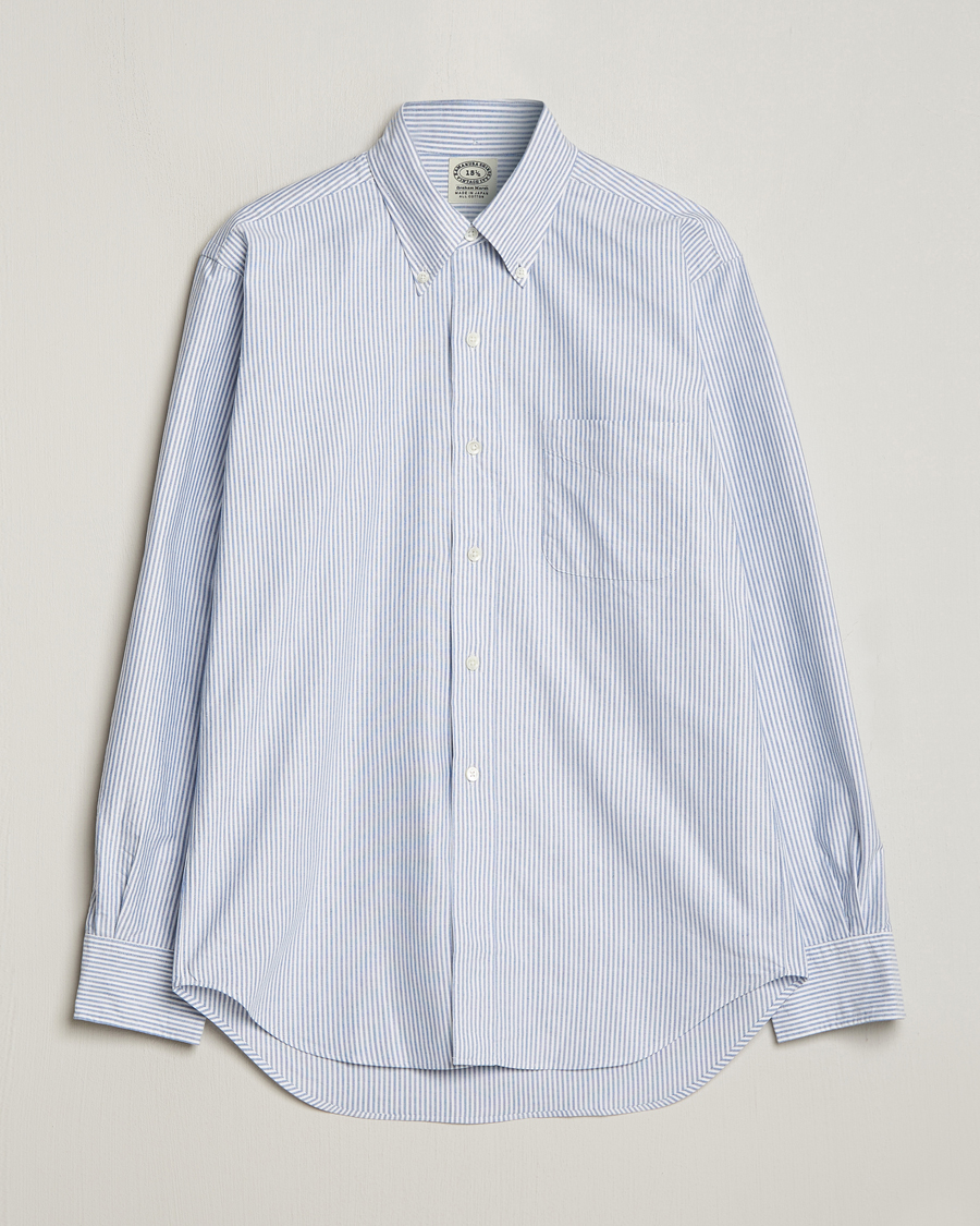 Herre | Skjorter | Kamakura Shirts | Vintage Ivy Oxford Button Down Shirt Blue Stripe